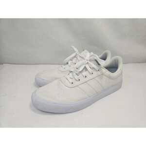 Adidas Mens Canvas Low Top Sneakers White Three Stripe Lace Up Shoes